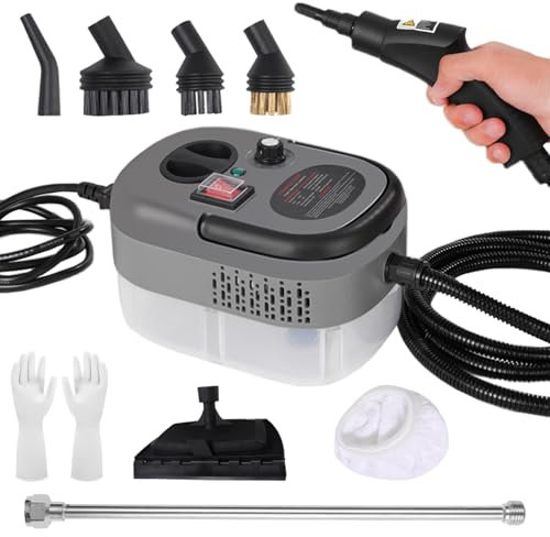 2500W Steam Cleaner, 3.0 BAR 6 Speeds 1.2L Water Tank Portable Handheld Steam Cleaner, Multi-Purpose Heating Fast High Temperature Pressurized Cleaning Steamer with 5 Replaceable Heads