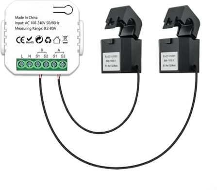 BlissfulAbode Wifi Compteur d'énergie intelligent, Compteur électrique intelligent à canal bidirectionnel pour Tuya, WIFI avec transformateur CT AC110/240(2 voies Compteur d'électricité + CT)