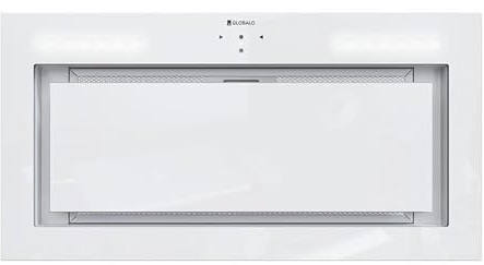 GLOBALO Hotte aspirante, hotte encastrable pour cuisine, avec éclairage, largeur d'installation 60 cm, deux modes de fonctionnement, évacuation et absorbeur, Lumotion 60.1 White [Classe énergétique B]