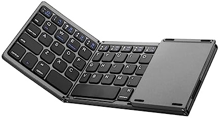 jojofuny Clavier sans Fil Pliable à Trois Volets Pavé Tactile, Noir Abs | Format Portable, Absorption Magnétique, Usage pour Tablette et Téléphone