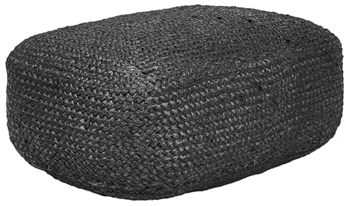 Beliani Cuscino da terra Boho Juta EPS Perline 70 x 40 x 20 cm Nero