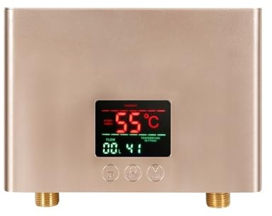 YQVEOT Instant Water Heater, Instant Water Heater 3000W/5500W Wall-Mounted Electric Heaters For Bathroom Hot Water Shower And Home Kitchen Heating for Kitchen Bathroom(Gold,3000W)