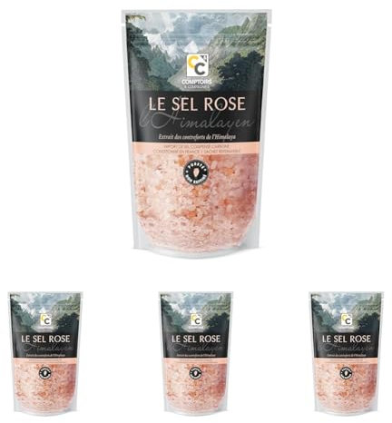 COMPTOIRS ET COMPAGNIES - Cristaux de Sel Rose de l'Himalaya - Compatible moulin - Non Iodé et Non Raffiné - 1kg (Lot de 4)