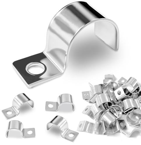 30 Stk Kabelschellen, Kabelschellen zum Schrauben, Einzelloch Edelstahl U-Rohrschellen Befestigungsschelle, Nagelschellen für Kabel Leerrohr Rohr Befestigung, Kabelschelle für Kabel Rohre Ø20 mm
