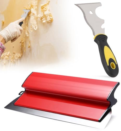 Surface Spatula 40 cm, Smoothing Spatula Flexible Stainless Steel Spring Spatula Tool with Ergonomic Z Handle and 22.4 cm Multifunctional Spatula for Drywall, Wallpaper