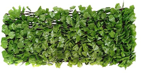 Panneaux de grillage décoratifs pour jardin - Intimité des feuilles artificielles - Clôture d'intimité extensible - 40 cm × 70 cm - étirée en bois simulé pour terrasse de jardin - Accessoires