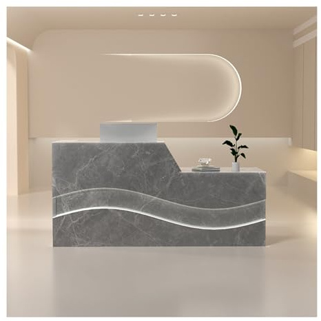 ZHENGQIAN Empfangstheke,Verkaufstheke,Empfangstheke mit LED-Beleuchtung, Empfangstresen for Einkaufszentren,Firmenrezeptionen Usw,Hotelsfür Firmenhallen,Bekleidungsgeschäften(F,RIGHT-140CM/55IN)