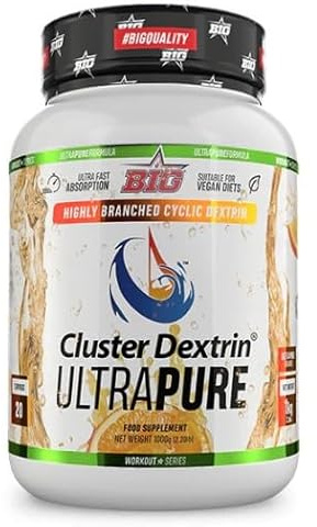 BIG Cluster Dextrin Pure 1 kg – Ciclodextrina (HBCD) en Polvo – Carbohidratos Cíclicos Altamente Ramificados – Suplemento Deportivo Ciclo Dextrina - Sabor Naranja