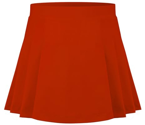 SPFASZEIV tenniskjol flicka veckad kjol med innerbyxor fickor barn sportkjol golf kort minikjol skoluniform 4–15 år, röd, 8-9 år