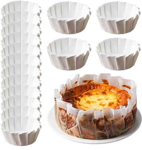 Backliner – Papel para magdalenas de pergamino, hojas redondas para tartas, 50 envoltorios para cupcakes, moldes para horno de vascos, rondas de postres, cubiertas circulares, soporte de papel, moldes