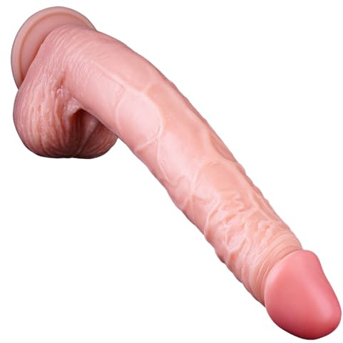 30 Cm Realistic Huge Thick Dildo Sex Toy for Women Men Penis with Suction Cup – Adult Toys Big Veined Shaft & Textured Balls – Harness Compatible Strap-On, Flexible, Waterproof & Body-Safe