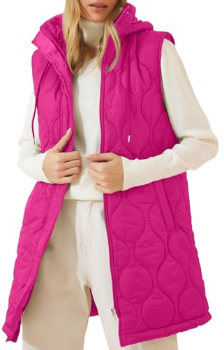 Teddy Gilet for Women UK Puffer Jackets Longline Warm Gilets Lightweight Cozy Padded Jacket Hoodies Casual Comfy Packable Zipper Coats Transitional Quilted Waistcoat Lined for Autumn Winter UK