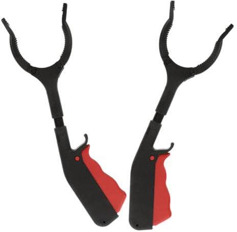 POPETPOP Pinza de Alcance Corto para Recoger Basura 2 Piezas Mango Ergonómico y Material de Hierro y Plástico, Herramienta Adecuado para Personas Problemas de Espalda