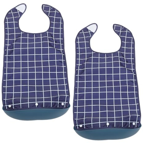 TOGEVAL Lot de 2 Bavoirs Imperméables pour Adultes – Protection Vêtement avec Récupérateur de Miettes – Col Ergonomique – Lavables et Réutilisables – Taille Unique – Repas Personnes Âgées