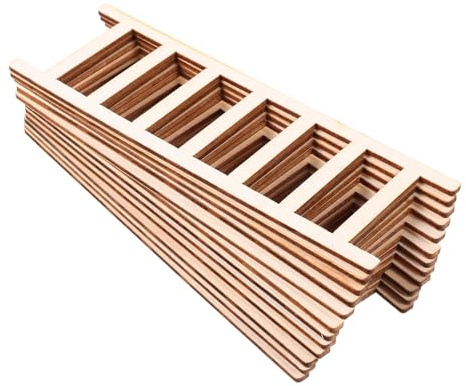 BCOATH 12pcs Wooden Mini Ladder Decor Miniature Staircase for Fairy Garden Accessories Dollhouse Stair Model Indoor Display