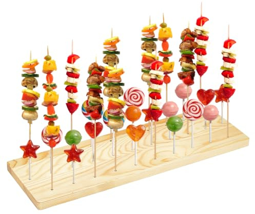 PH PandaHall 31 Trous Présentoir à Lollipops en Bois Présentoir en Bois Aperitif Buffet Support pour Bâtonnets de Bonbons, Fête Buffet, Sucettes, Cake Pops, Brochettes Apéro, Fruits 13.5x42cm