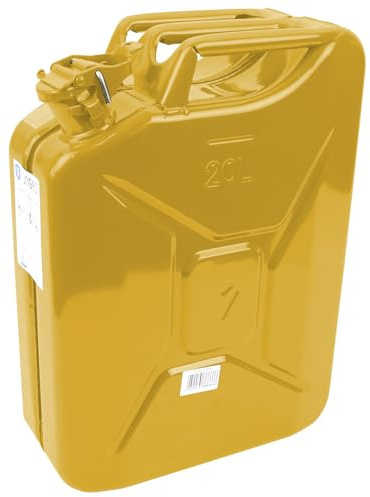 Dönges Benzinkanister 20 Liter Metall gelb | TÜV, GS, UN geprüft | GGVS Zulassung | Stahlkanister für Benzin, Diesel & Bio Ethanol | Kanister, Blechkanister, Reservekanister, kraftstoffkanister