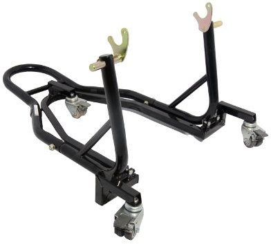 BIKETEK Motorcycle Rear Floating Paddock Stand Black 360° Dolly Stand