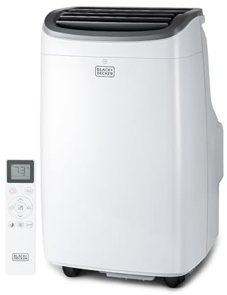 BLACK+DECKER Portable Air Conditioner, 10,000 BTU (6,300 BTU SACC) for Rooms up to 450 Sq. Ft., Portable AC with Follow Me Remote Control and Window Kit, BPACT10WT, White