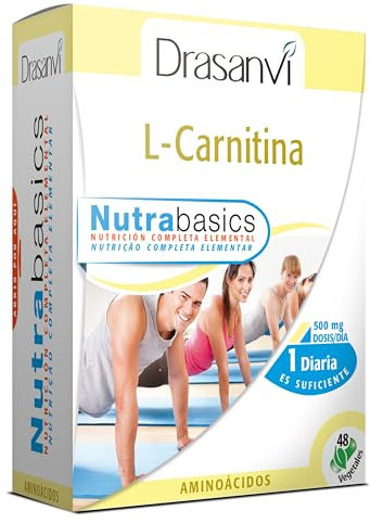 DRASANVI NUTRABASICS L-CARNITINA - Contribuye al metabolismo de los macronutrientes - VEGANO - SIN GLUTEN - 48 cápsulas vegetales