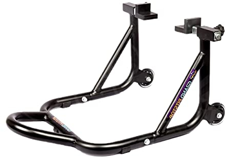 GRAND PITSTOP Motorcycle Stand, Paddock Lift Stand for Rear Wheel with Fork & Swingarm Spool,Weight capicity 990Lbs & 450 Kg's, Dismantable Stand, for Yamaha Honda Kawasaki Suzuki Motorcycles, Black