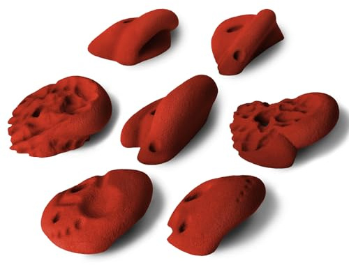 ALPIDEX 7 Prese per Arrampicata XL | Prese Extra Large | Varie Forme Colori | Pietre Arrampicata | Set Blocchi Arrampicata - Colore:Rosso energia