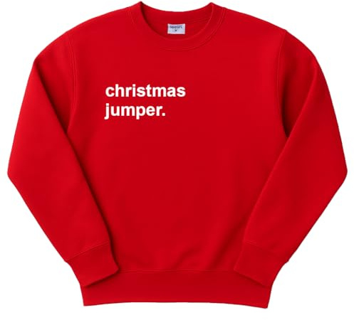 Teesh® Funny Christmas Jumper – Unisex Novelty Xmas Sweatshirt – Sarcastic Festive Jumper for Parties & Secret Santa – Premium PolyCotton, UK Printed (UK, Alpha, L, Regular, Regular, Red)