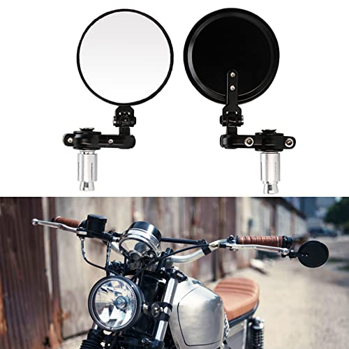DREAMIZER Redondo Motocicleta 7/8 22mm Manillar Bar Espejos Extremos, Espejo Retrovisor de Moto Reemplazo para Street Sport Bikes Cruiser