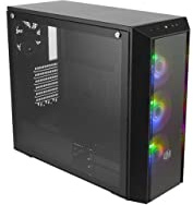 Cooler Master MasterBox Pro 5 ARGB ATX Mid-Tower mit anpassbarem Layout E-ATX bis zu 10,5 Zoll, DarkMirror-Frontplatte, gehärtetes Glas, DREI 120 mm ARGB-Beleuchtungslüfter