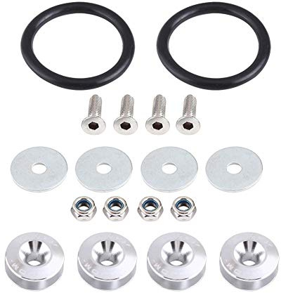 Kit di fissaggio per paraurti per auto, rondella per paraurti in lega di alluminio/kit di fissaggio vano motore per bulloni Chiusura rapida(Argento) adatto per alloy bolts