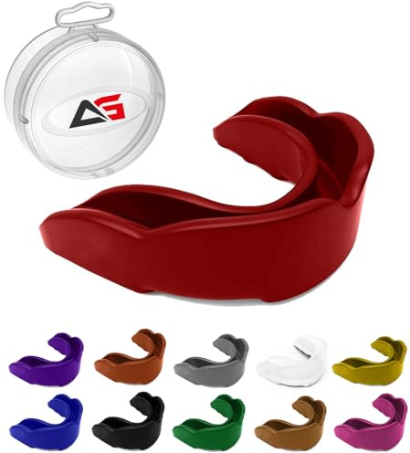 Athletics Gear - Protector bucal de silicona de alto grado rentable para niños, hombres y mujeres (rojo, mayores)