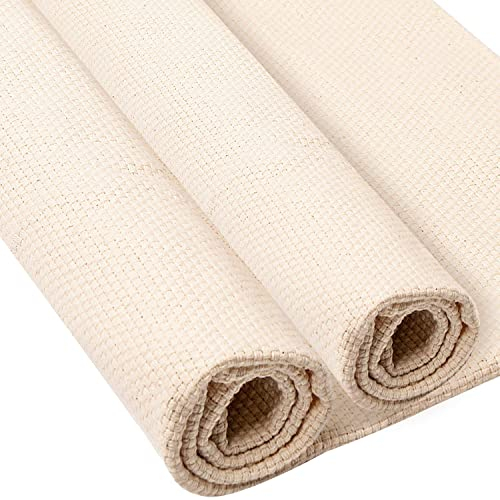 2 Pcs 26.4 x 19.6 Inch Needlework Fabric, Linen Punch Needle Cloth Fabric Monks Cloth for Punch Needle and Rug-Punch