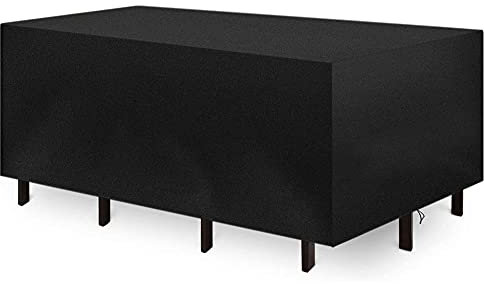 ZZUU Abdeckung für Gartenmöbel,380x220x100cm(149.6x86.6x39.4in) Schutzhülle Gartentischabdeckung Wasserdicht,Witterungsbeständig,UV-Beständiges Reißfest 420D Oxford Gewebe Abdeckplane,Schwarz