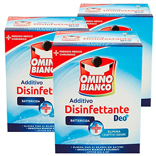 Omino Bianco - Additivo Disinfettante in Polvere per Bucato, Smacchia e Elimina i Cattivi Odori, con Tecnologia Deo+, 3 Confezioni da 450 g ognuna