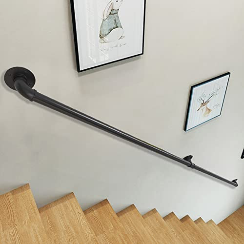 CL-ZZZ Geländer Handlauf für Hallenbirne Outdoor Support Bar - 30~600 cm, Schwarze Industrie-Treppengeländer Greifer Bar Safety | Korridor Anti-Skid-Geländer für ältere Kinder (Size : 80cm)