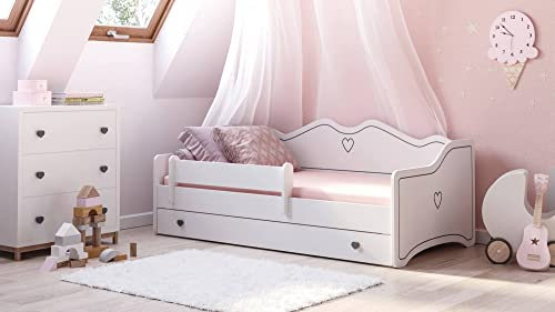 Dmora - Einzelbett Lublin, Struktur des Lagerbetts, Sommier mit Abdeckung, Bettrahmen aus Stoff, 164x85 h70 cm, Weiß und Grau