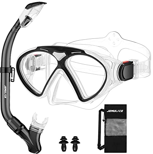 JEMULICE Taucherbrille Kinder, Schwimmbrille Kinder Schnorchelmaske für Jungen Mädchen, Tauchmaske mit Nasenabdeckung 180°Panorama HD Anti Nebel Anti-Leck Schwimmmaske für Kinders 4-16 Jahre