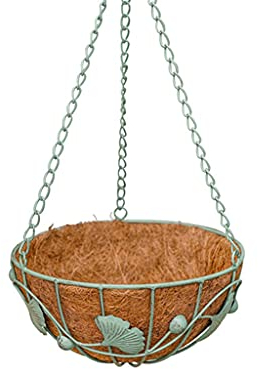 Hängekorb aus Spitze Metall hängende Pflanzgefäße Korb Blumentopf mit Kokosnuss-Colir-Liner Runde Draht Pflanzenhalter mit Kette für Indoor Outdoor Watering Hängende Körbe Home Decor Hängender Blument