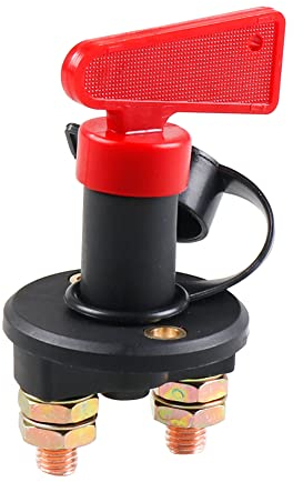 Batterie Trennschalter,Asudaro 12 V 24 V Notstromversorgung Kill Disconnect Battery Cut Off Shut Off Kill Switch mit Schlüssel und Wasserdichten Abdeckung für Marine Car Boat Rv ATV rot