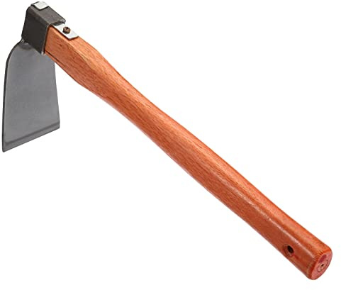 PATIKIL 15 x 3 Hoe Garden Tool, Carbon Steel Anti-Rust Garden Hoe with Wood Handle Welded for Loosening Soil Weeding Digging, Grey/Yellow