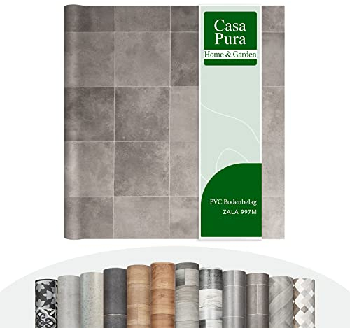 Cushion Vinyl Flooring Rolls by The Metre, Wood Effect, Tile Effect, Stone Effect PVC Flooring, Foam Cushion Lino Floor Covering for Kitchen, Bathroom, Living Room (Zala 997m, 100 x 100 cm)