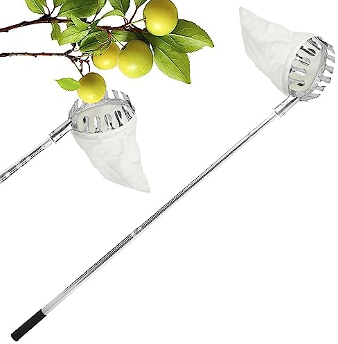 DXDRT Obstpflücker Teleskop, Apfelpflücker Obsternter mit Edelstahlgriff, Praktischer Erntehelfer Obst Sammler zum Ernten Äpfeln, Kirschen, Pflaumen,Zitrus,Pfirsich,Birnen Usw,4M/13FT