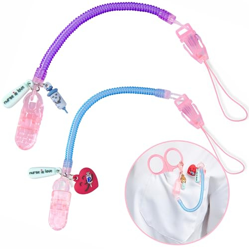 Nurse is Love Scherenhalter, Spiral-Schlüsselanhänger aus Silikon mit Taschenclip und Mini-Karabiner, um deine Scheren sicher zu halten | krankenschwester geschenke | krankenschwester zubehör