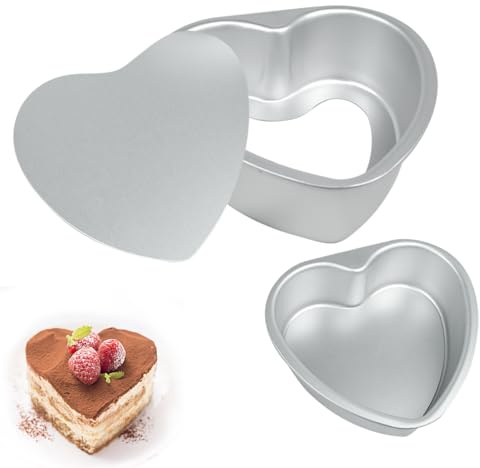 Heart Cake Pan 6+8inch Heart Shaped Cake Pan Removable Bottom Deep Mold Aluminum