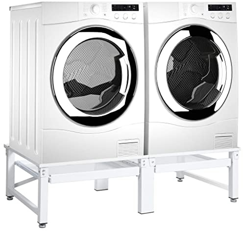 Homgoday Soporte para lavadora y secadora con estante extraíble blanco, mueble para casa, interior, exterior, salón, dormitorio