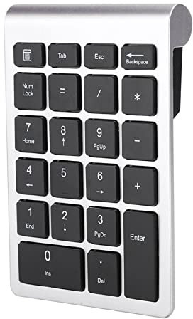 LenTLy Pavé Numérique 22 Touches, Mini Clavier sans Fil USB 2,4 G avec Récepteur, Conception Ergonomique, Vitesse de Rebond Rapide, 80 Heures D'utilisation pourVista/7/8/10 (Argent Noir)