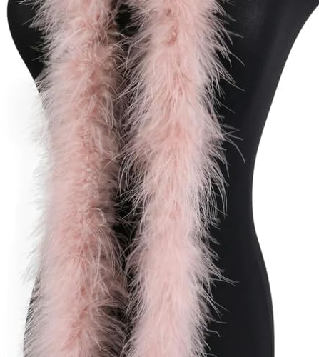 ORGEFY Meter Flauschiger Federboa-Schal, weiche Federn für Kleid, Kleidung, Dekoration, Federboas, 20 Gramm, Leder, Rosa