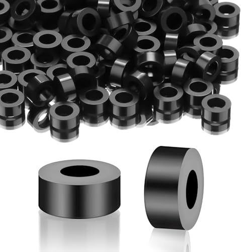 SWTYExt 100 Stk Abstandshalter Kunststoff M3 Distanzhülsen Schwarz 7x3 mm | M3 Distanzscheiben, Nylon Unterlegscheiben, ABS, Runde Abstandsscheiben, Isolierung, Gummi Beilagscheiben, für M3 Schrauben