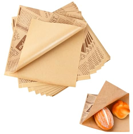 Anseom 100 Pcs Food Grade Burger Paper, 7x7 Inches, Greaseproof & Waterproof, Ideal for Sandwiches, Burgers & More