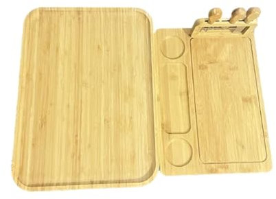Charcuterie-Brett Käsebrett aus Bambus, 2er-Set, Fleisch- und Wurstplatte, Serviertablett aus umweltfreundlichem Holz, Wurstbretter-Set, Käseplatte Charcuterie-Brett Küchen